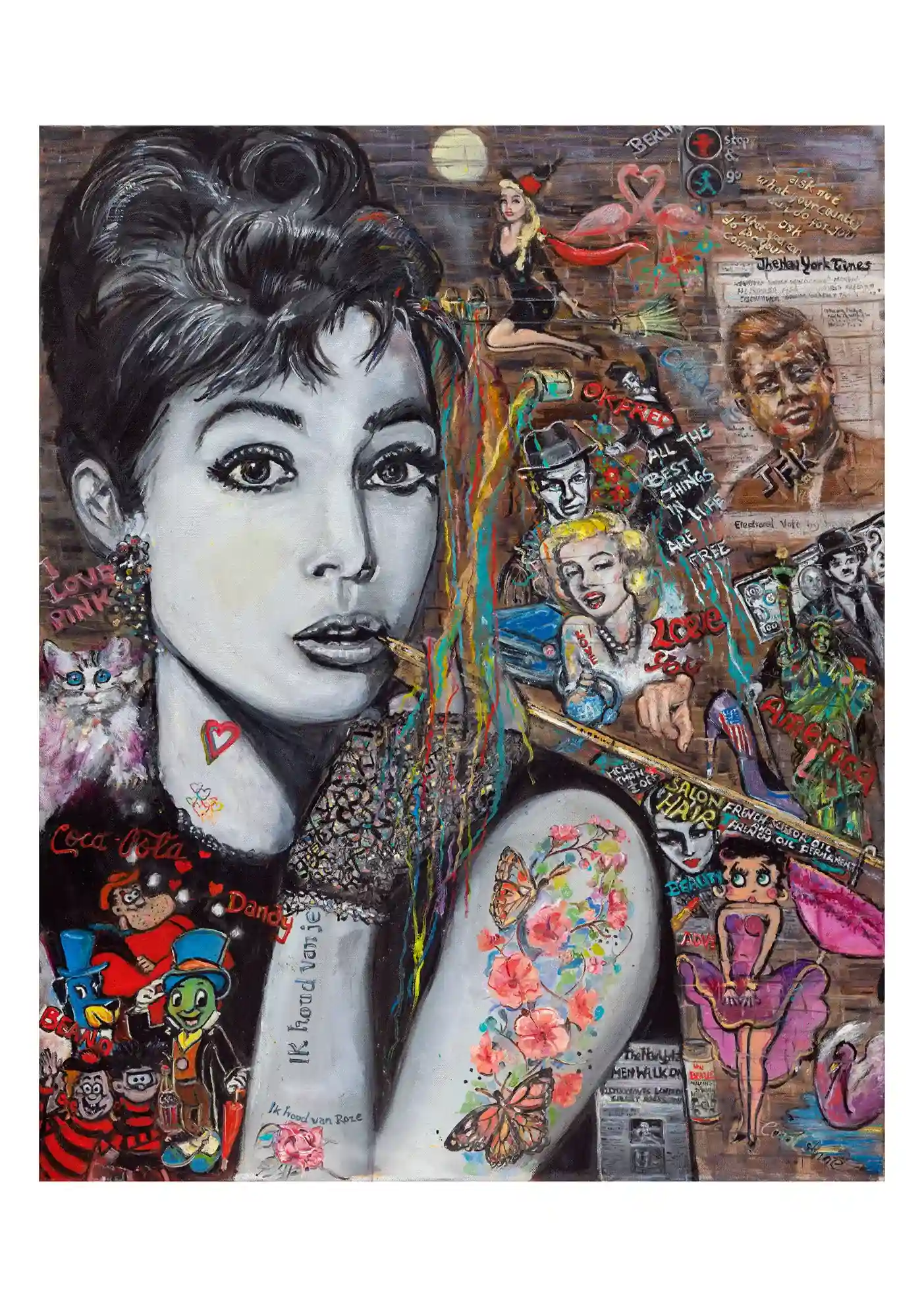 Painted portrait of Audrey Hepburn