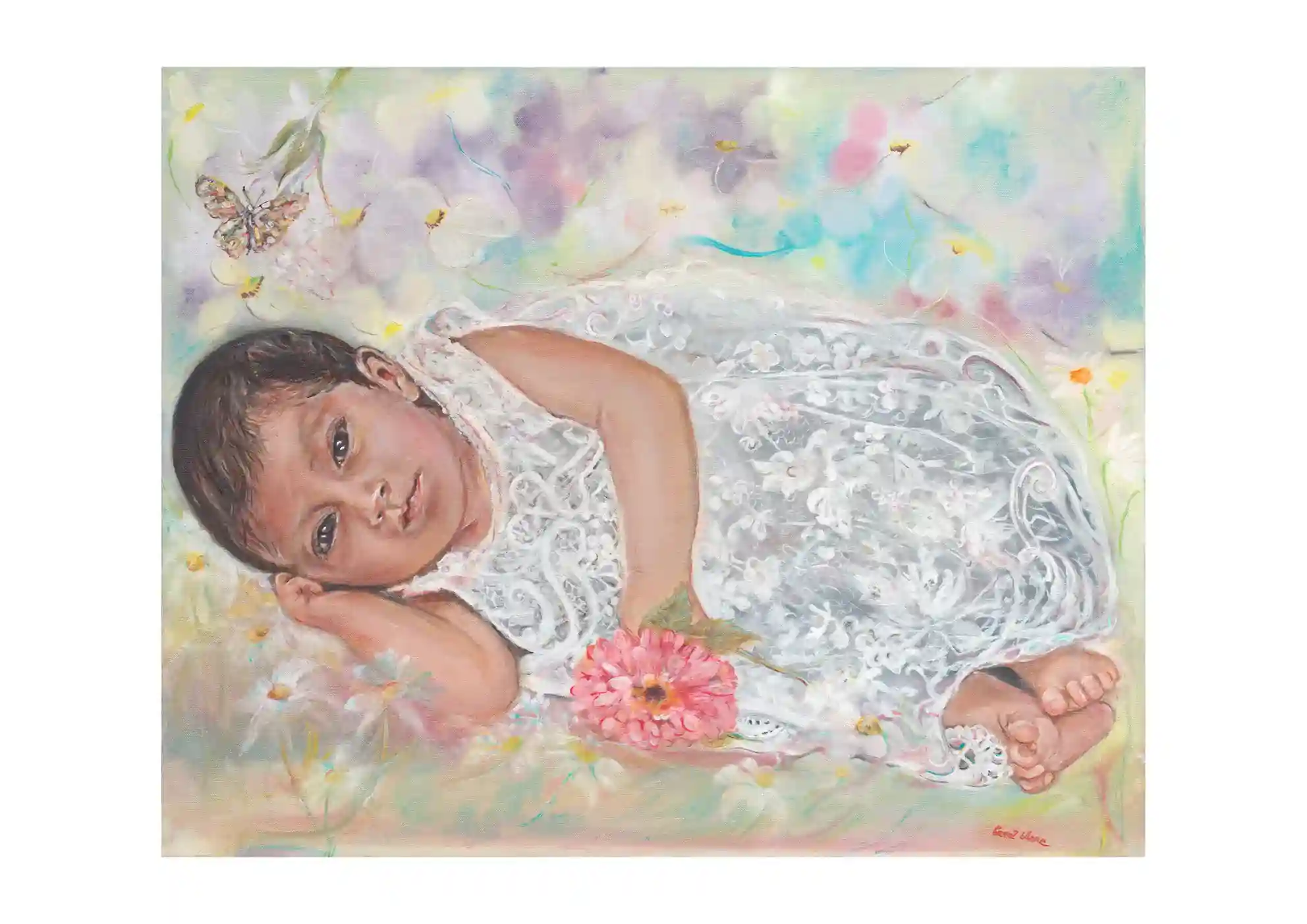 Painterly portrait of a baby