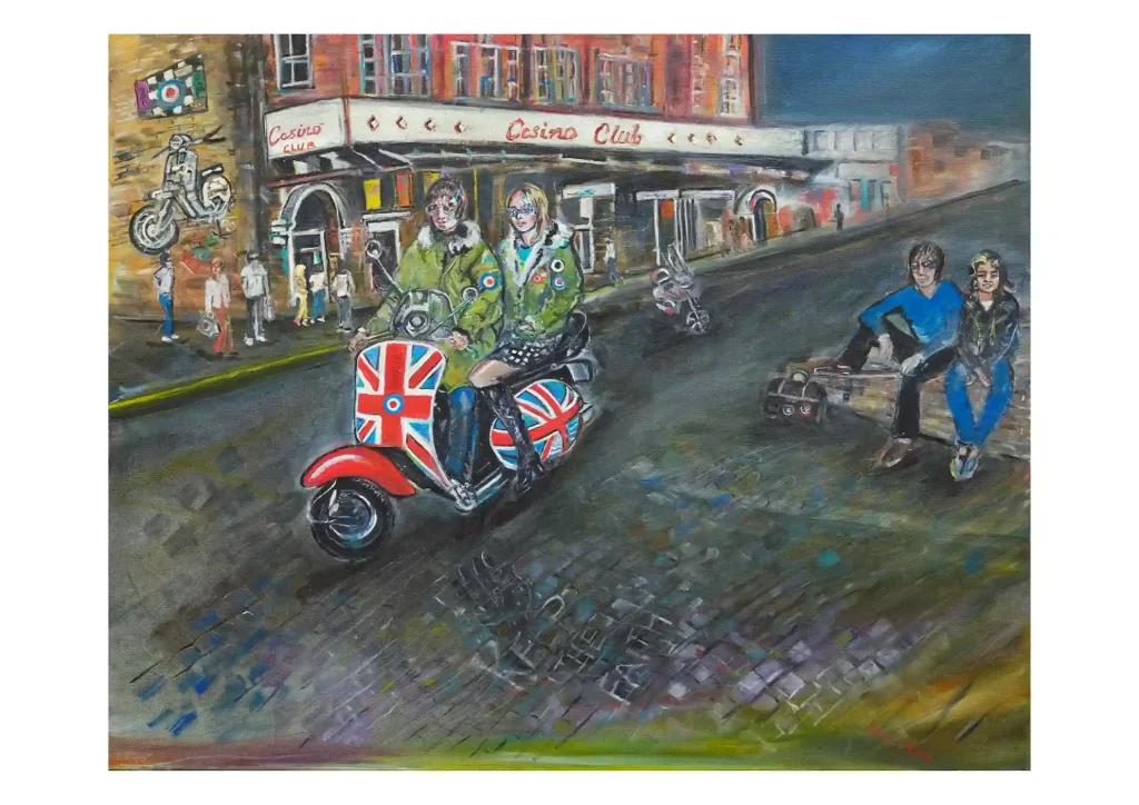 Banksy inspired street art style painting