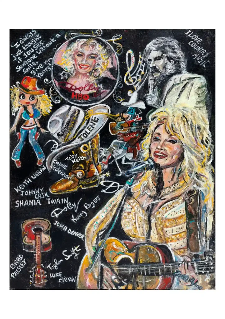 Painted portrait of Dolly Parton