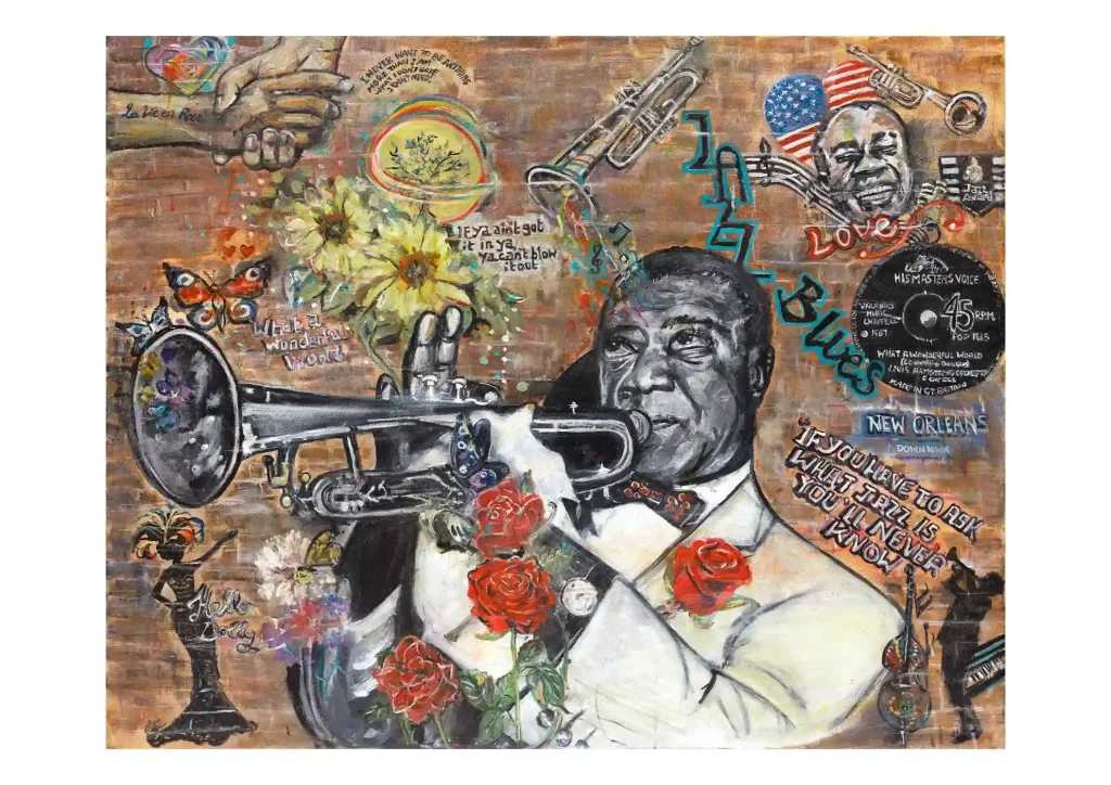 Painted portrait of Louis Armstrong