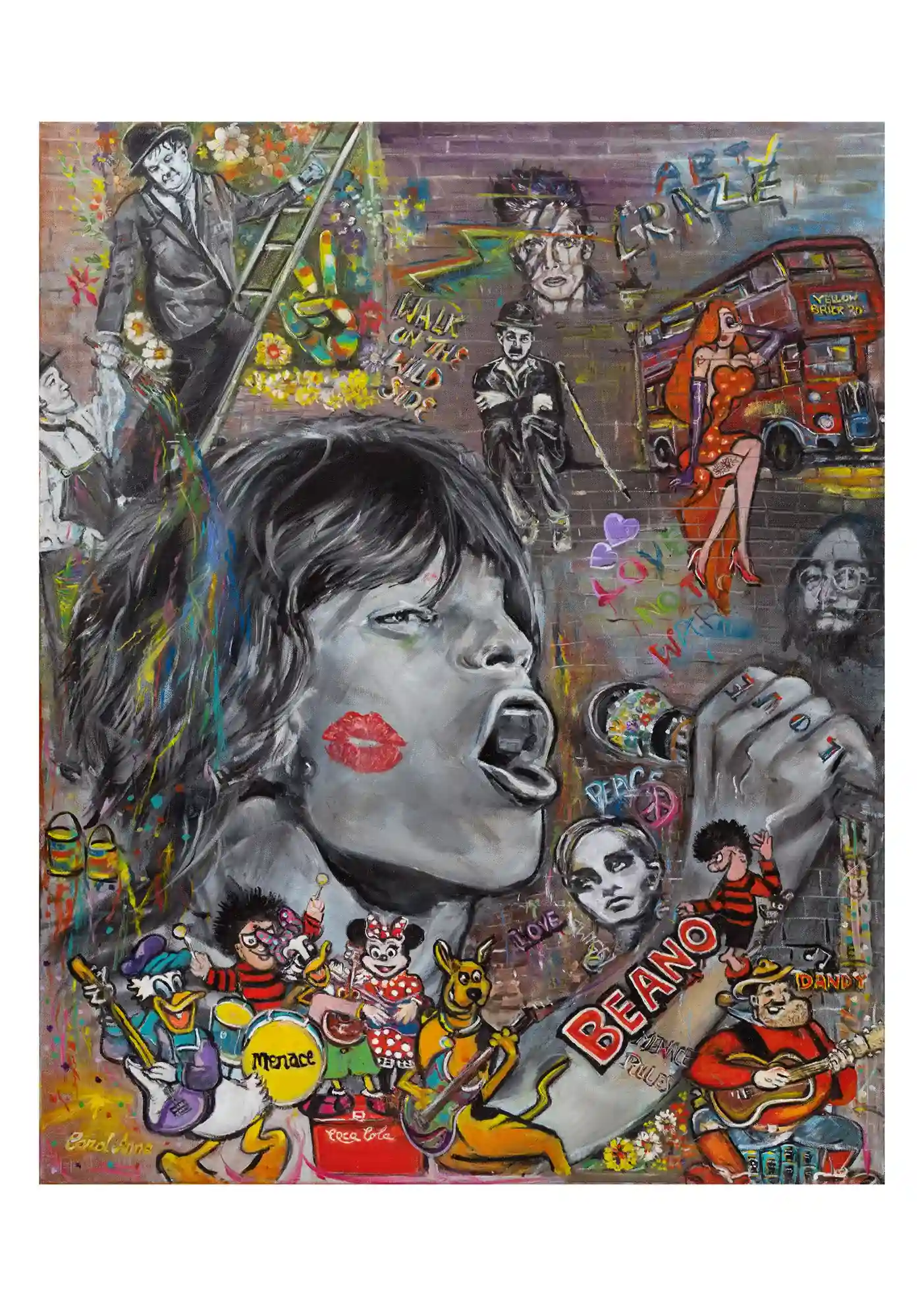 Montage painting of pop culture icons