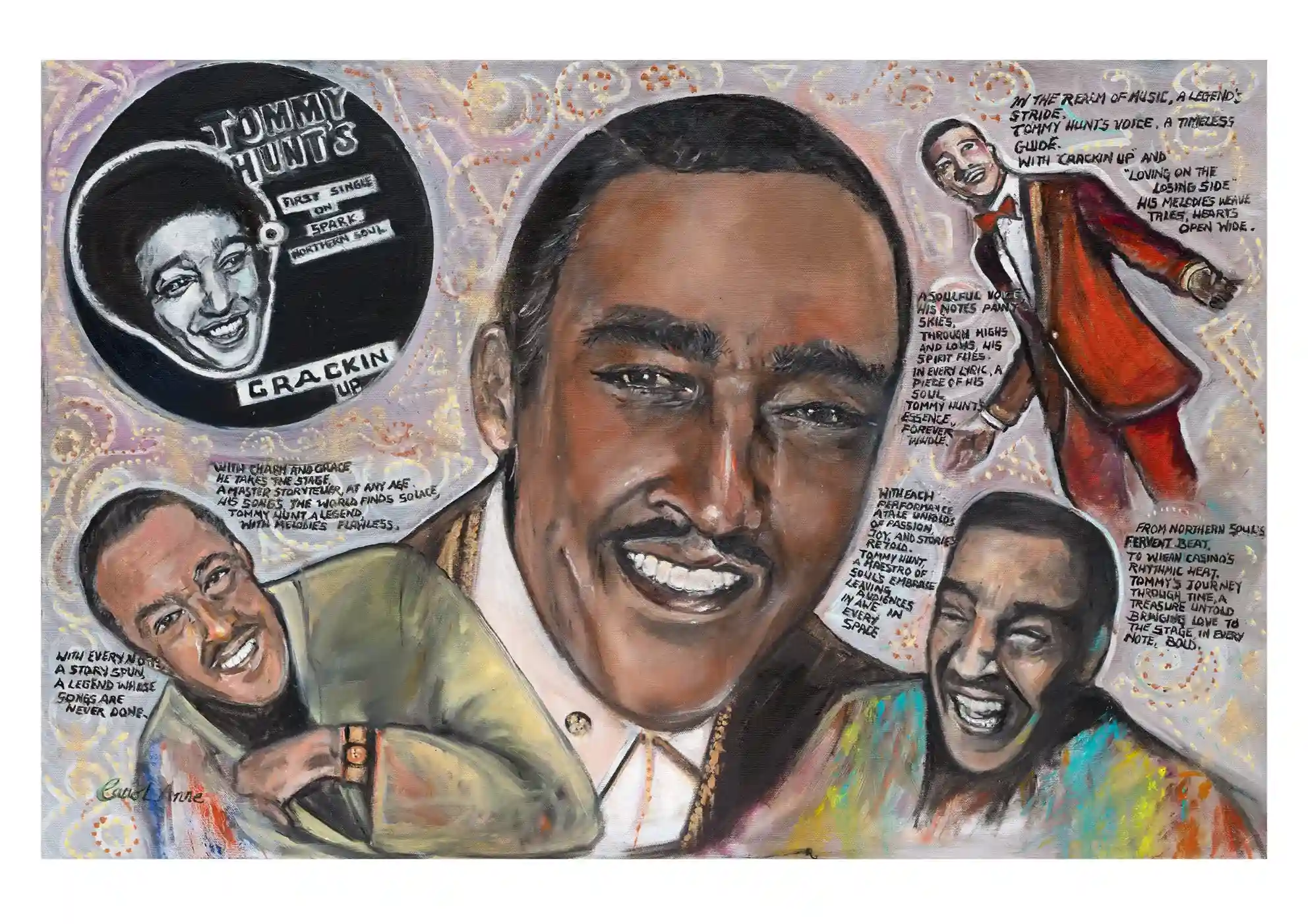Painted portrait of singer Tommy Hunt