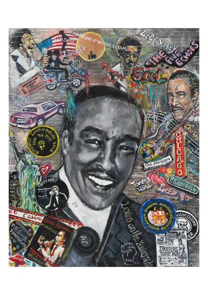 Painted portrait of singer Tommy Hunt